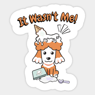 Funny poodle got caught stealing ice cream Sticker